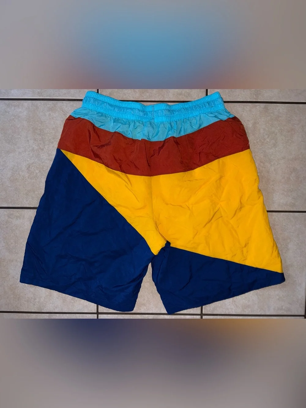 Nike Flight series Men's basketball shorts Yellow, Navy & Teal X Large